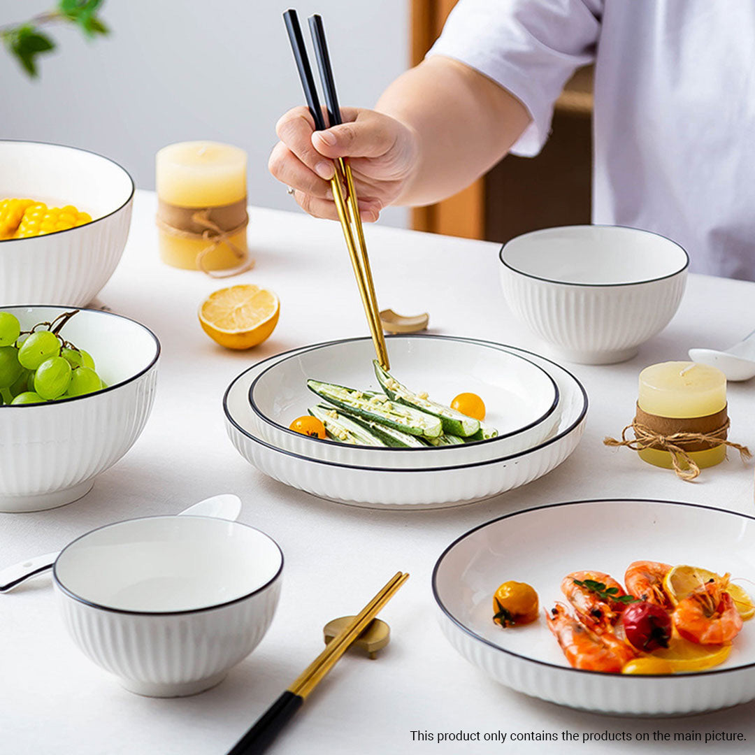 SOGA White Japanese Style Ceramic Dinnerware Crockery Soup Bowl Plate Server Kitchen Home Decor Set of 4 - Cafe Supply