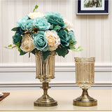 SOGA 25cm Transparent Glass Flower Vase with Metal Base Filler Vase - Cafe Supply