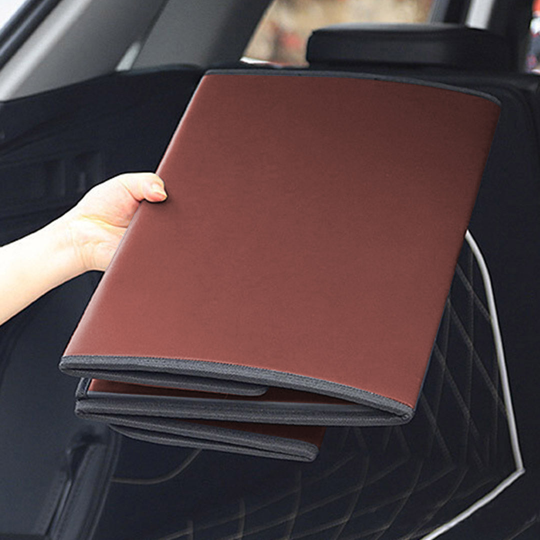 SOGA 2X Leather Car Boot Collapsible Foldable Trunk Cargo Organizer Portable Storage Box Coffee Large - Cafe Supply