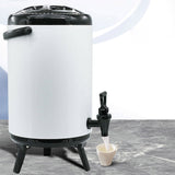 SOGA 2X 18L Stainless Steel Insulated Milk Tea Barrel Hot and Cold Beverage Dispenser Container with Faucet White - Cafe Supply