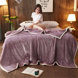 SOGA Light Purple Throw Blanket Warm Cozy Double Sided Thick Flannel Coverlet Fleece Bed Sofa Comforter