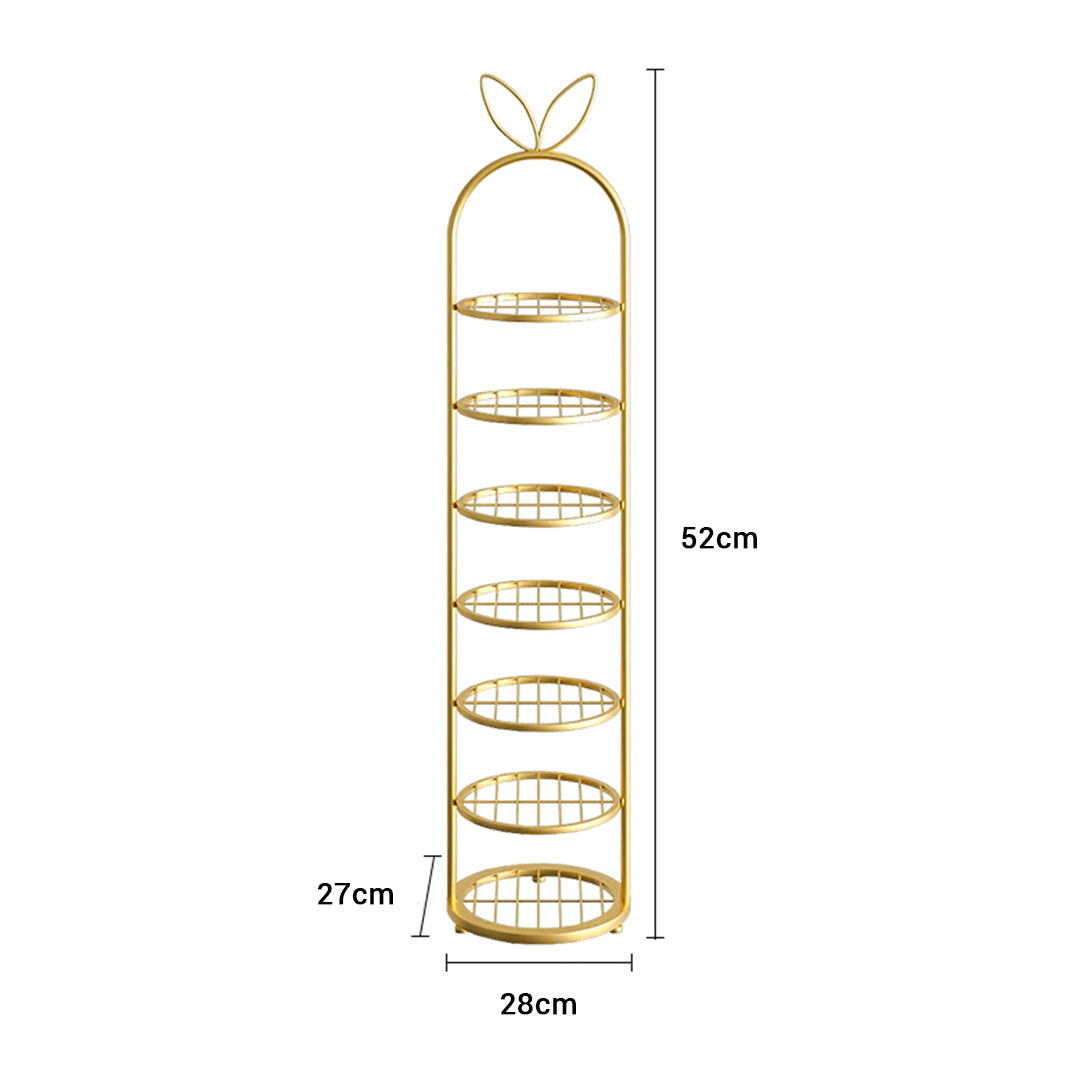 SOGA 2X 7 Tier Bunny Ears Shape  Gold Plated Metal Shoe Organizer Space Saving Portable Footwear Storage Shelf - Cafe Supply