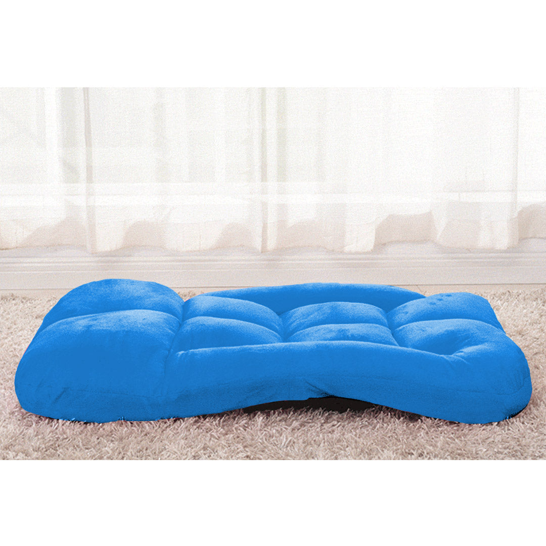 SOGA Foldable Lounge Cushion Adjustable Floor Lazy Recliner Chair with Armrest Blue - Cafe Supply