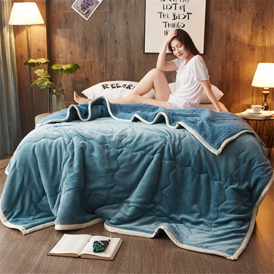 SOGA 2X Lake Blue Throw Blanket Warm Cozy Double Sided Thick Flannel Coverlet Fleece Bed Sofa Comforter - Cafe Supply
