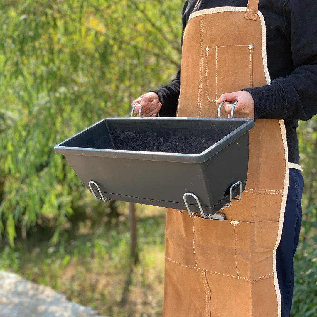 SOGA 49.5cm Black Rectangular Planter Vegetable Herb Flower Outdoor Plastic Box with Holder Balcony Garden Decor Set of 5 - Cafe Supply