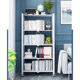 SOGA 2X 5 Tier Steel White Foldable Display Stand Multi-Functional Shelves Portable Storage Organizer with Wheels - Cafe Supply