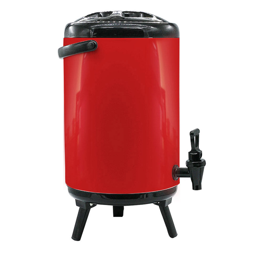 SOGA 10L Stainless Steel Insulated Milk Tea Barrel Hot and Cold Beverage Dispenser Container with Faucet Red - Cafe Supply