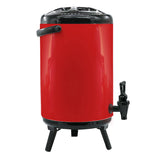 SOGA 10L Stainless Steel Insulated Milk Tea Barrel Hot and Cold Beverage Dispenser Container with Faucet Red - Cafe Supply