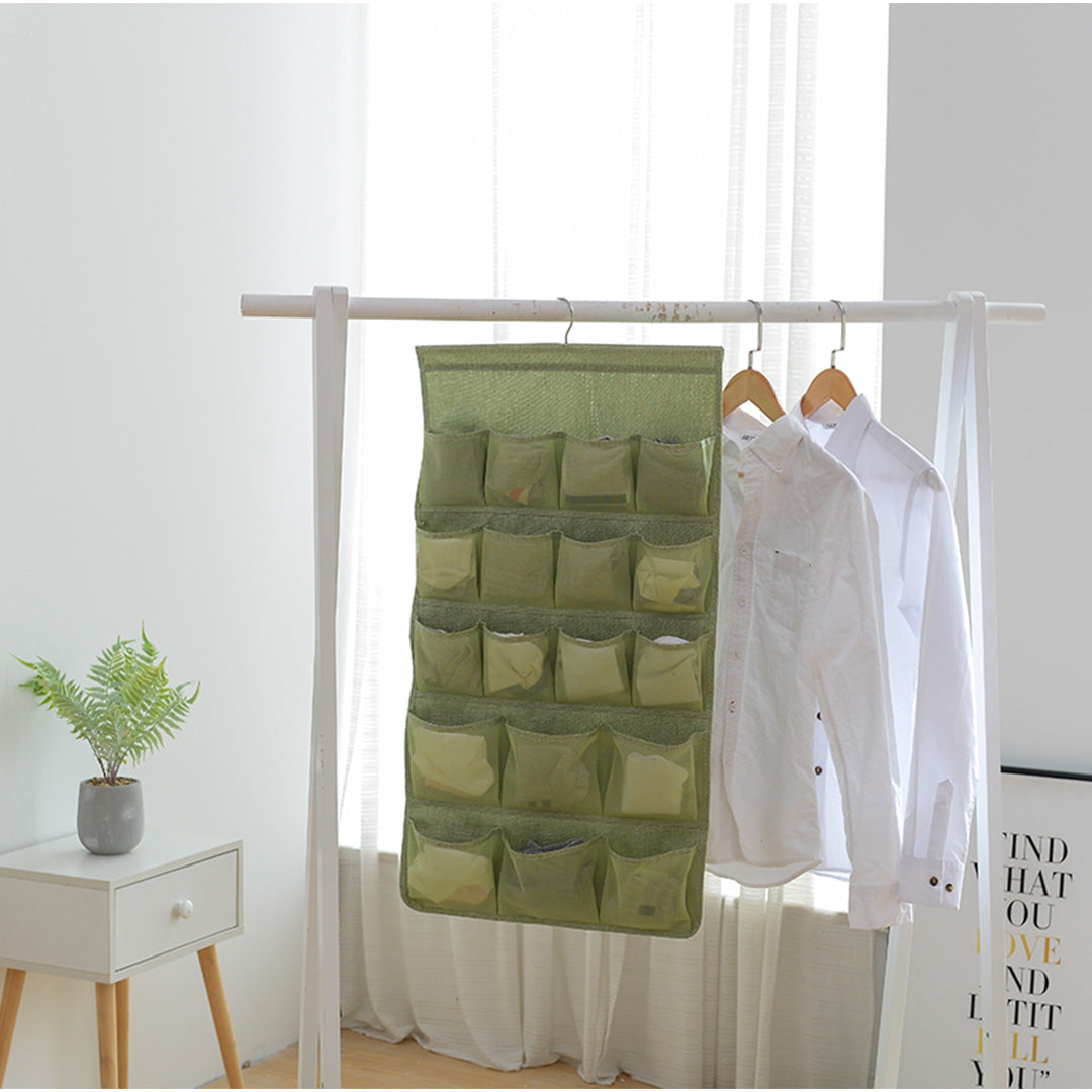 SOGA 2X Green Double Sided Hanging Storage Bag Underwear Bra Socks Mesh Pocket Hanger Home Organiser - Cafe Supply