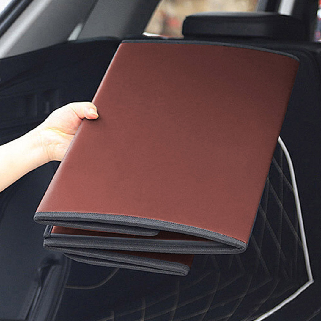 SOGA 2X Leather Car Boot Collapsible Foldable Trunk Cargo Organizer Portable Storage Box Coffee Medium - Cafe Supply