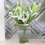 SOGA Clear European Glass Home Decor Flower Vase with Two Metal Handle - Cafe Supply