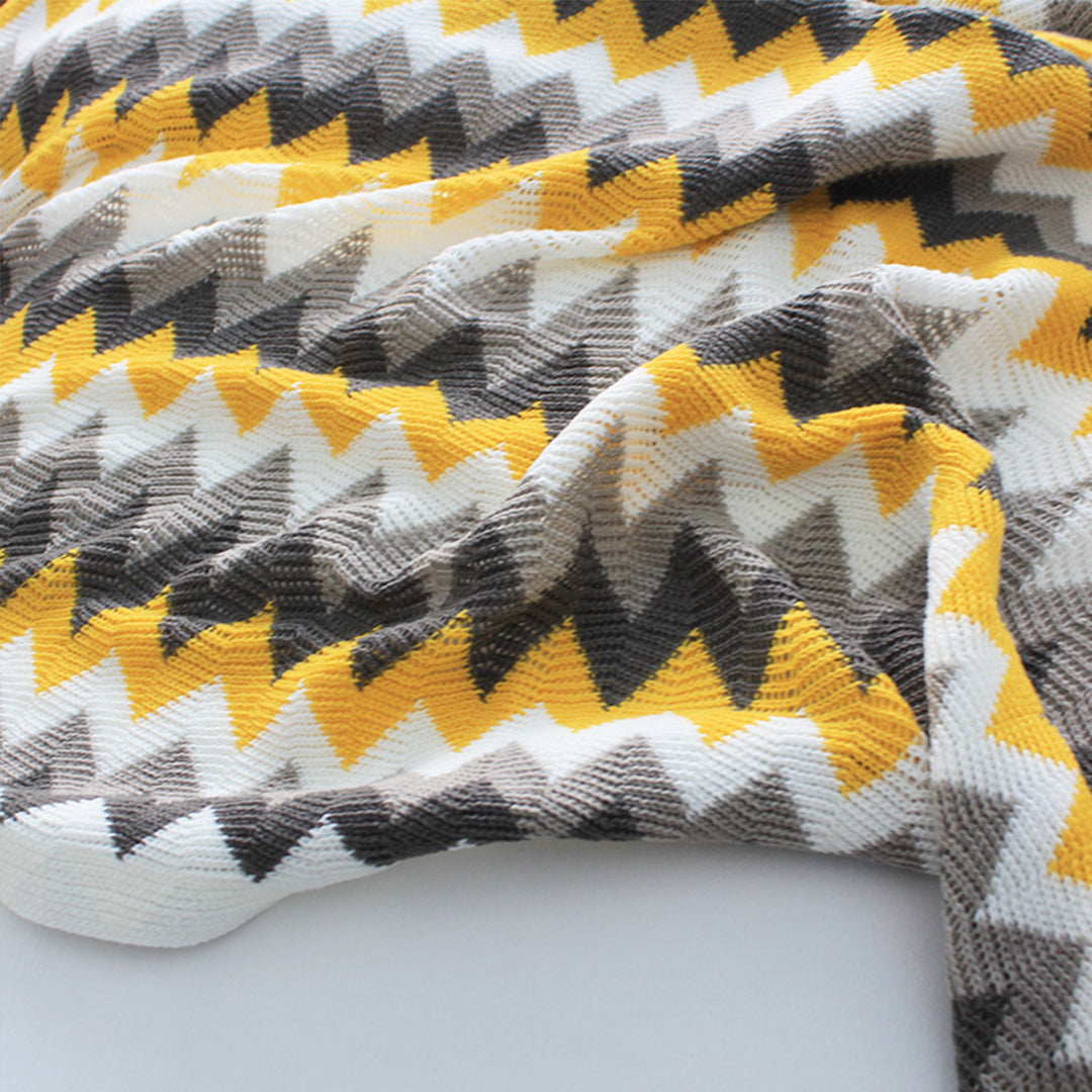 SOGA 2X 170cm Yellow Zigzag Striped Throw Blanket Acrylic Wave Knitted Fringed Woven Cover Couch Bed Sofa Home Decor - Cafe Supply