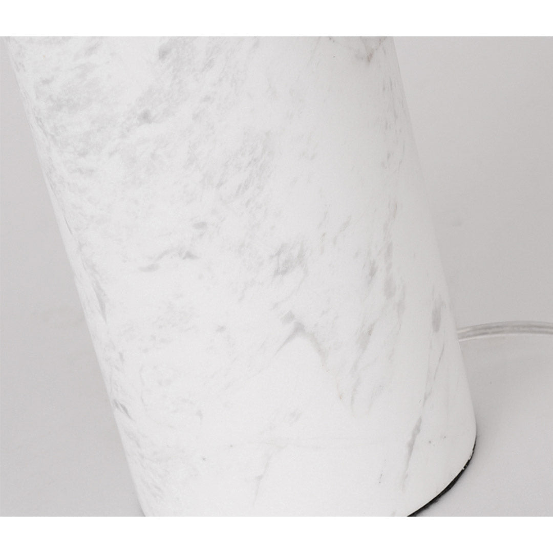 SOGA 60cm White Marble Bedside Modern Desk Table Lamp Living Room Shade with Cylinder Base - Cafe Supply