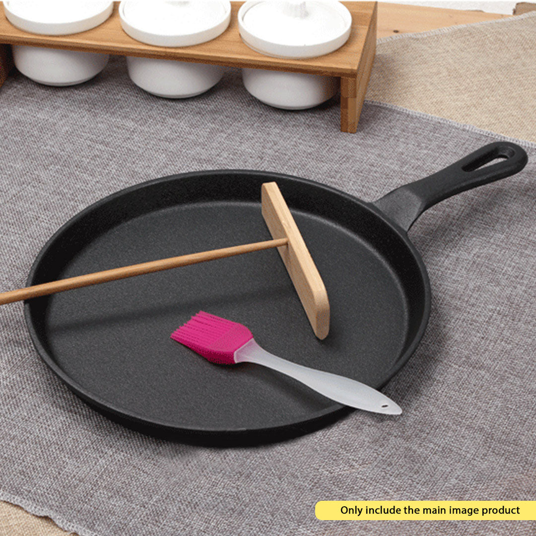 SOGA 2X 26cm Round Cast Iron Frying Pan Skillet Griddle Sizzle Platter - Cafe Supply