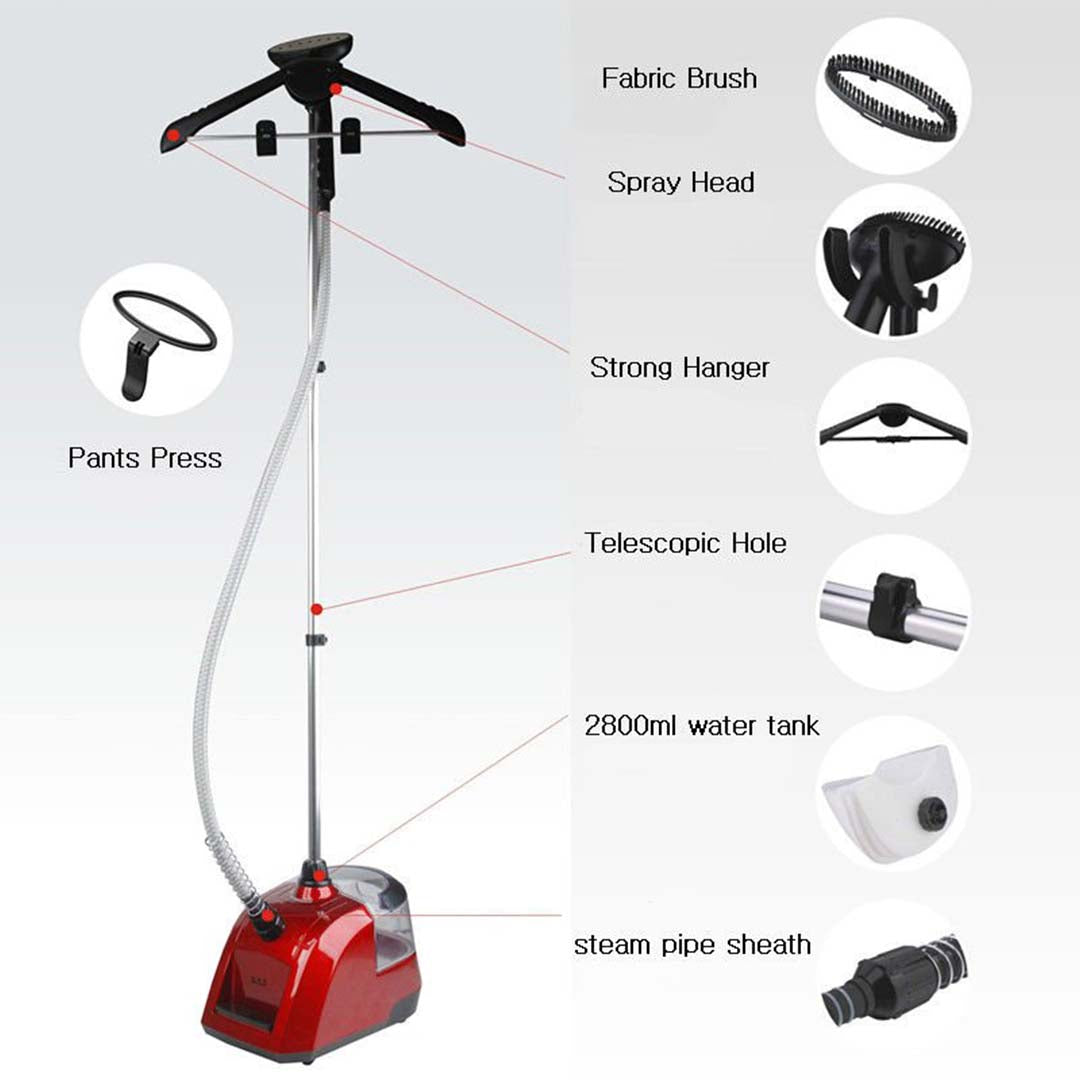 SOGA 2X Garment Steamer Portable Cleaner Steam Iron 80MINS Red - Cafe Supply
