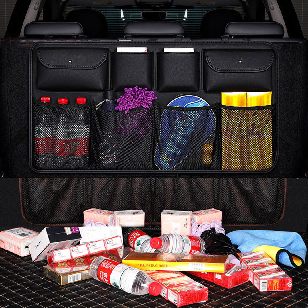 SOGA 2X High Quality Leather Car Rear Back Seat Storage Bag Organizer Interior Accessories Black - Cafe Supply
