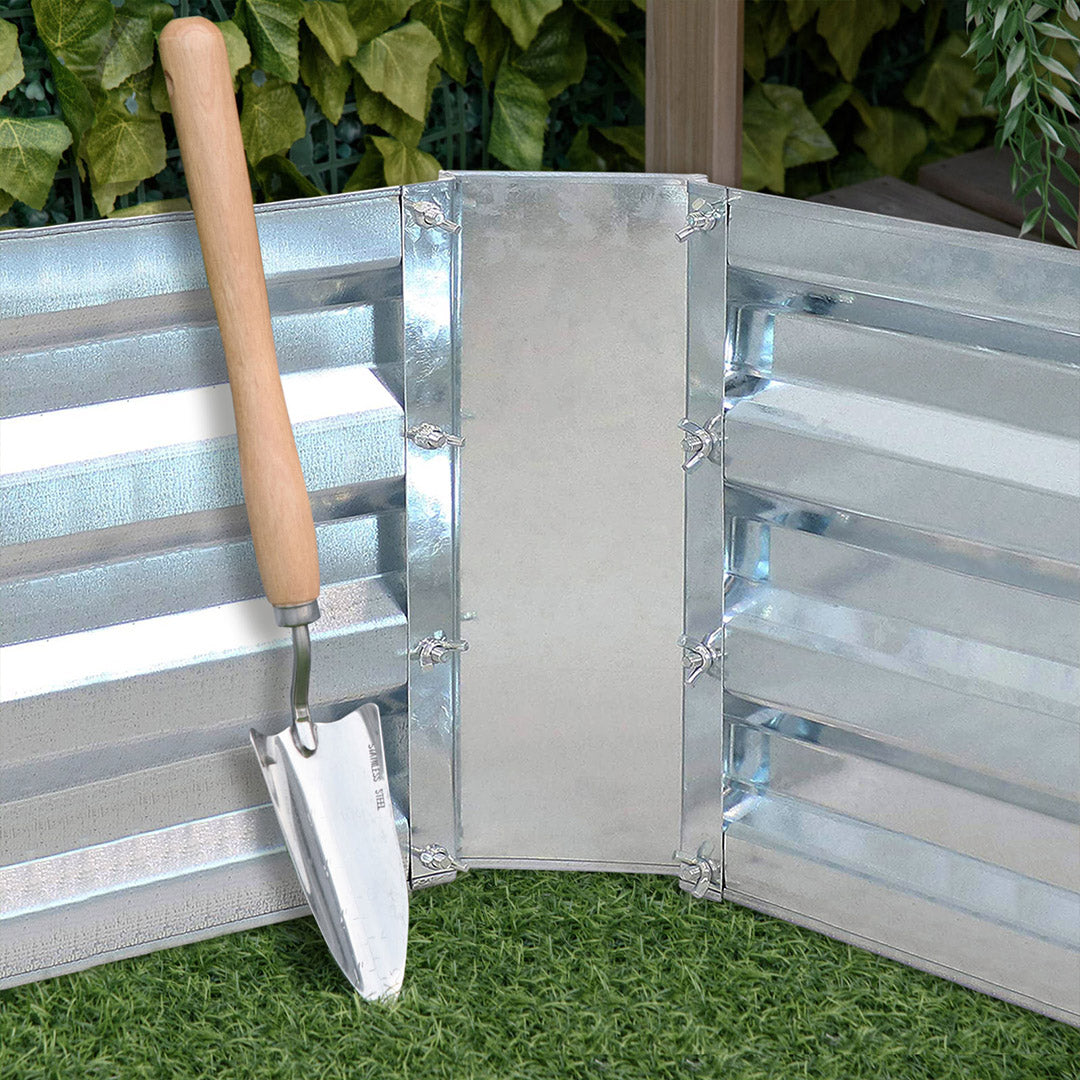 SOGA 100cm Square Galvanised Raised Garden Bed Vegetable Herb Flower Outdoor Planter Box