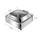 SOGA Stainless Steel Square Chafing Dish Tray Buffet Cater Food Warmer Chafer with Top Lid - Cafe Supply