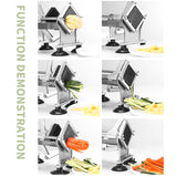 SOGA Stainless Steel Potato Cutter Commercial-Grade French Fry and Fruit/Vegetable Slicer with 3 Blades - Cafe Supply