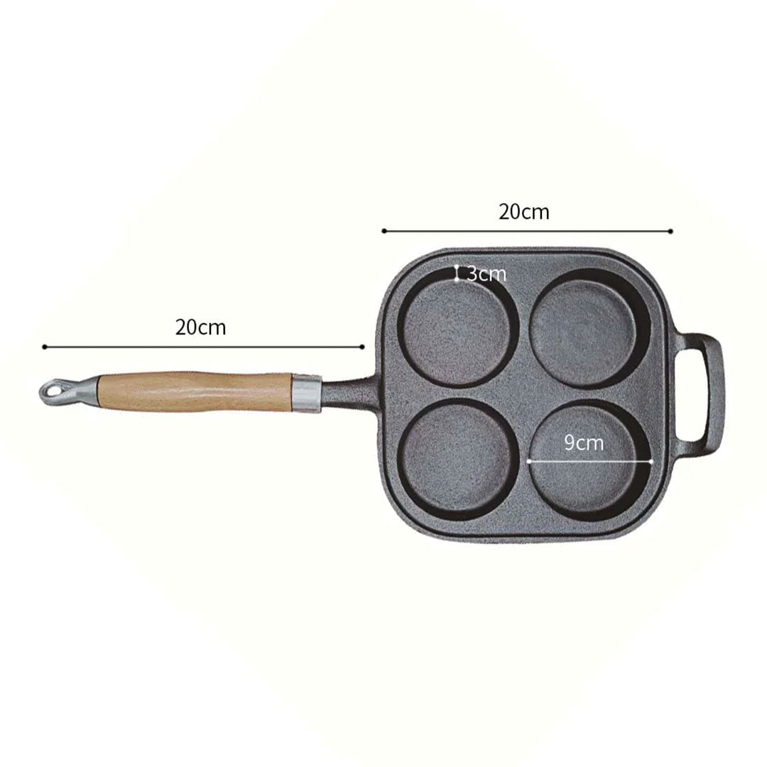SOGA 4 Mold Cast Iron Breakfast Fried Egg Pancake Omelette Fry Pan - Cafe Supply