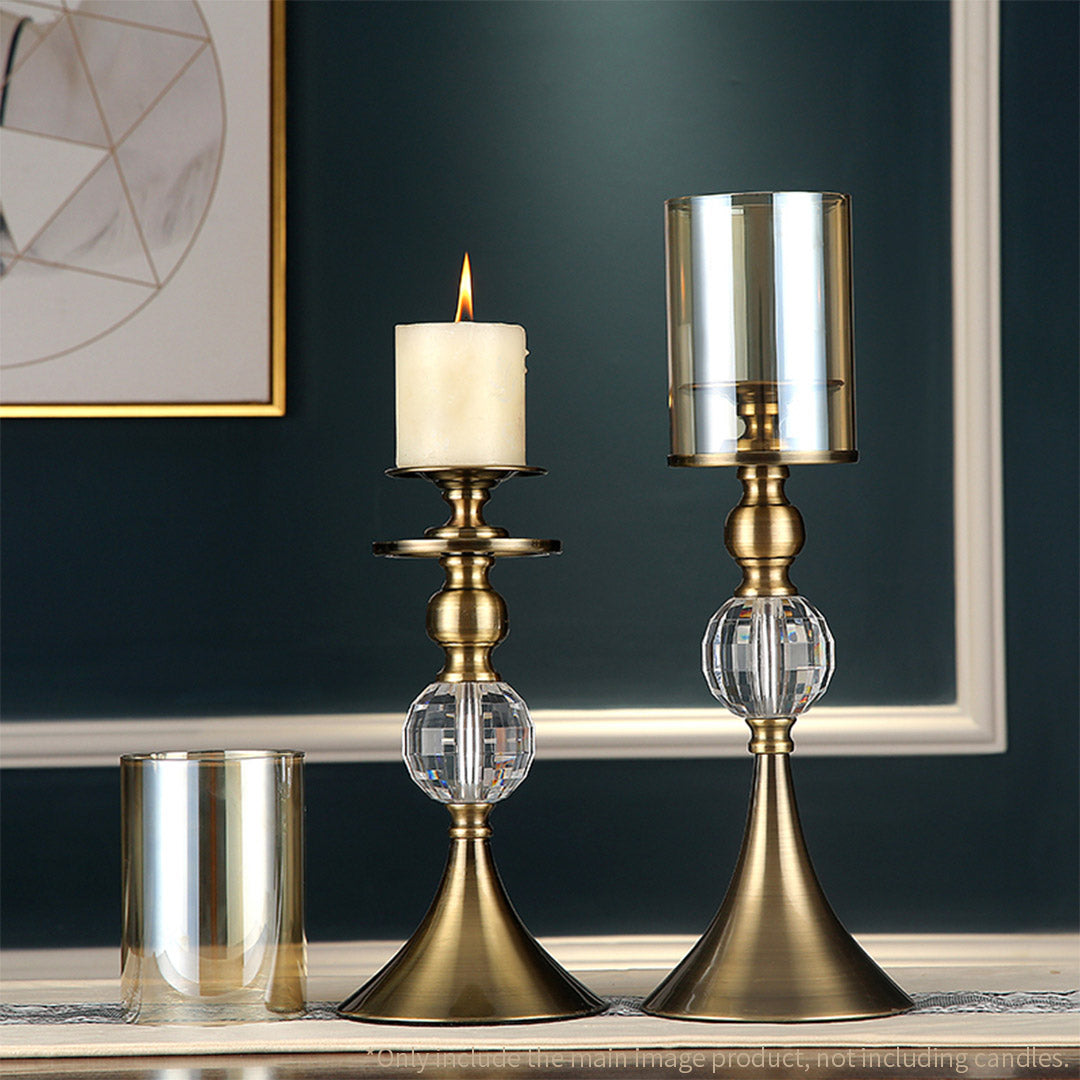SOGA 43cm 38cm Glass Candle Holder Candle Stand Glass/Metal - Cafe Supply