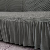 SOGA 3-Seater Grey Sofa Cover with Ruffled Skirt Couch Protector High Stretch Lounge Slipcover Home Decor - Cafe Supply