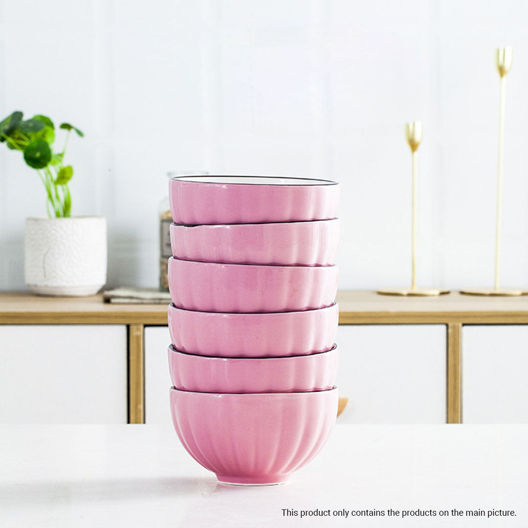 SOGA Pink Japanese Style Ceramic Dinnerware Crockery Soup Bowl Plate Server Kitchen Home Decor Set of 10 - Cafe Supply