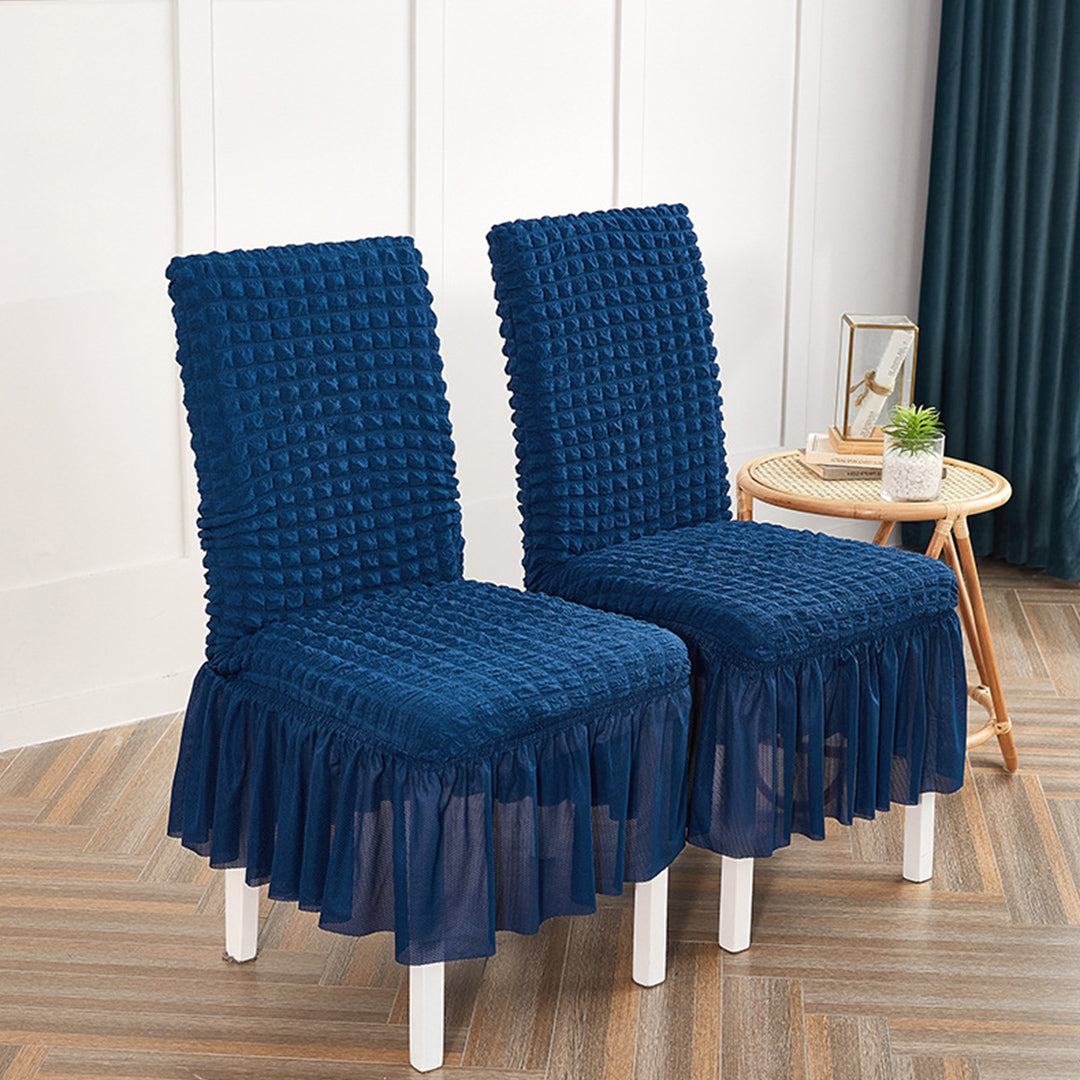 SOGA 2X Blue Chair Cover Seat Protector with Ruffle Skirt Stretch Slipcover Wedding Party Home Decor - Cafe Supply