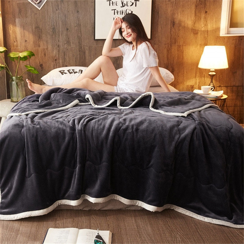 SOGA 2X Dark Grey Throw Blanket Warm Cozy Double Sided Thick Flannel Coverlet Fleece Bed Sofa Comforter - Cafe Supply