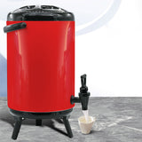 SOGA 2X 14L Stainless Steel Insulated Milk Tea Barrel Hot and Cold Beverage Dispenser Container with Faucet Red - Cafe Supply