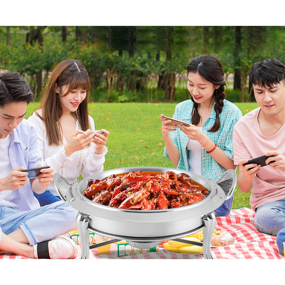 SOGA 4X Stainless Steel Round Buffet Chafing Dish Cater Food Warmer Chafer with Glass Top Lid - Cafe Supply