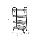 SOGA 2X 4 Tier Steel Black Bee Mesh Kitchen Cart Multi-Functional Shelves Portable Storage Organizer with Wheels - Cafe Supply