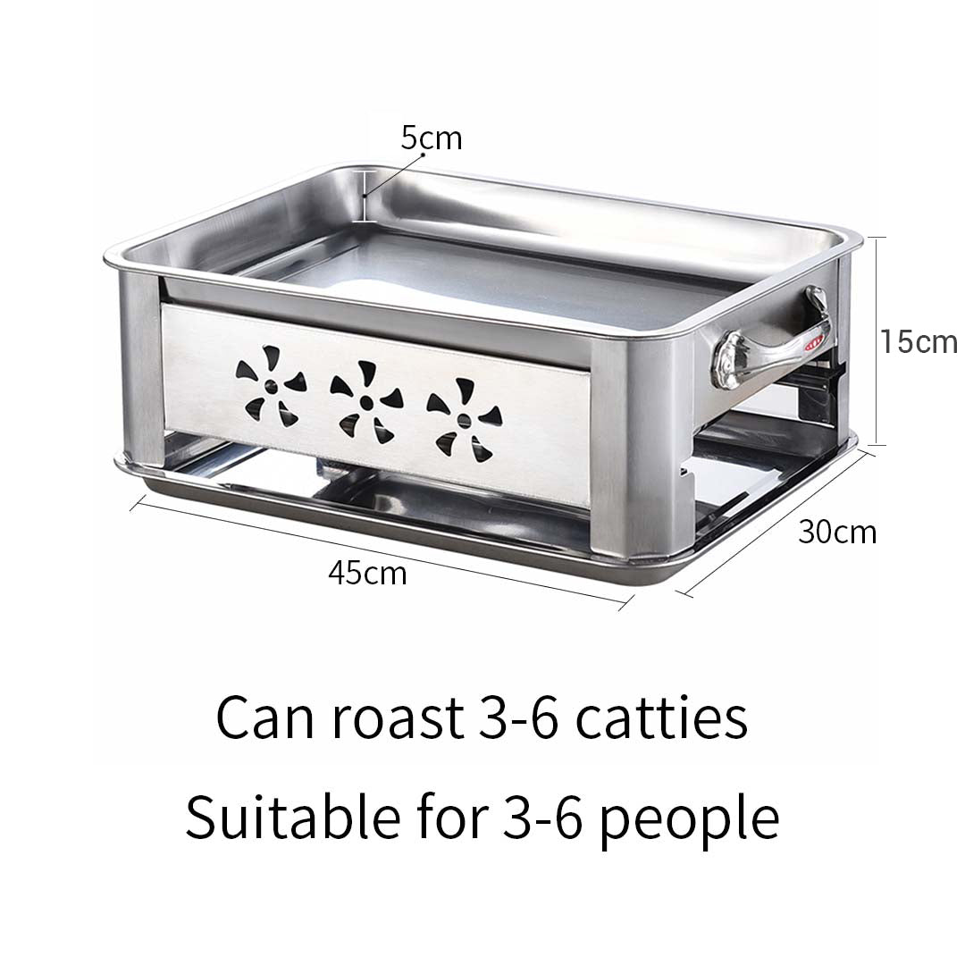 4X 45CM Portable Stainless Steel Outdoor Chafing Dish BBQ Fish Stove Grill Plate - Cafe Supply