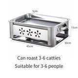 4X 45CM Portable Stainless Steel Outdoor Chafing Dish BBQ Fish Stove Grill Plate - Cafe Supply