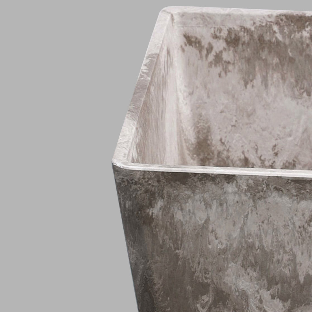 SOGA 2X 27cm Sand Grey Square Resin Plant Flower Pot in Cement Pattern Planter Cachepot for Indoor Home Office - Cafe Supply