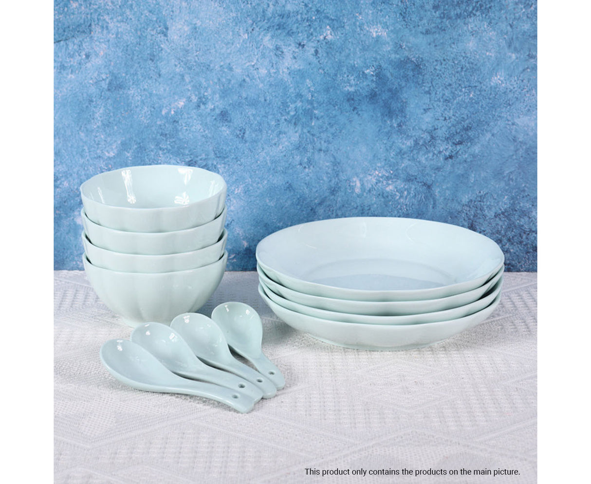 SOGA Light Blue Japanese Style Ceramic Dinnerware Crockery Soup Bowl Plate Server Kitchen Home Decor Set of 10 - Cafe Supply