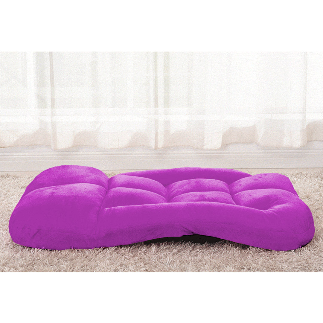 SOGA 2X Foldable Lounge Cushion Adjustable Floor Lazy Recliner Chair with Armrest Purple - Cafe Supply