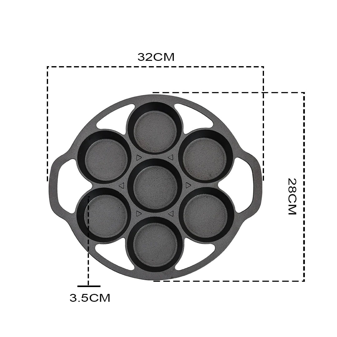SOGA 2X 32cm Cast Iron Takoyaki Fry Pan Octopus Balls Maker 7 Hole Cavities Grill Mold - Cafe Supply