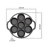 SOGA 2X 32cm Cast Iron Takoyaki Fry Pan Octopus Balls Maker 7 Hole Cavities Grill Mold - Cafe Supply