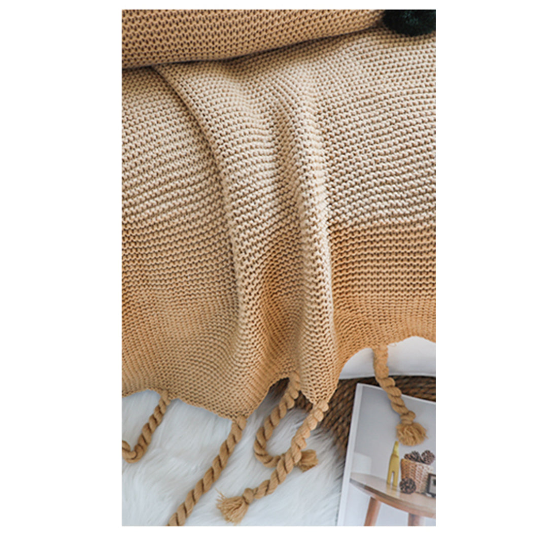 SOGA Coffee Tassel Fringe Knitting Blanket Warm Cozy Woven Cover Couch Bed Sofa Home Decor - Cafe Supply
