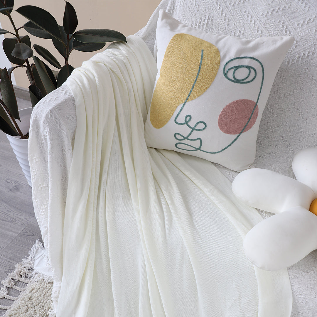 SOGA White Acrylic Knitted Throw Blanket Solid Fringed Warm Cozy Woven Cover Couch Bed Sofa Home Decor - Cafe Supply
