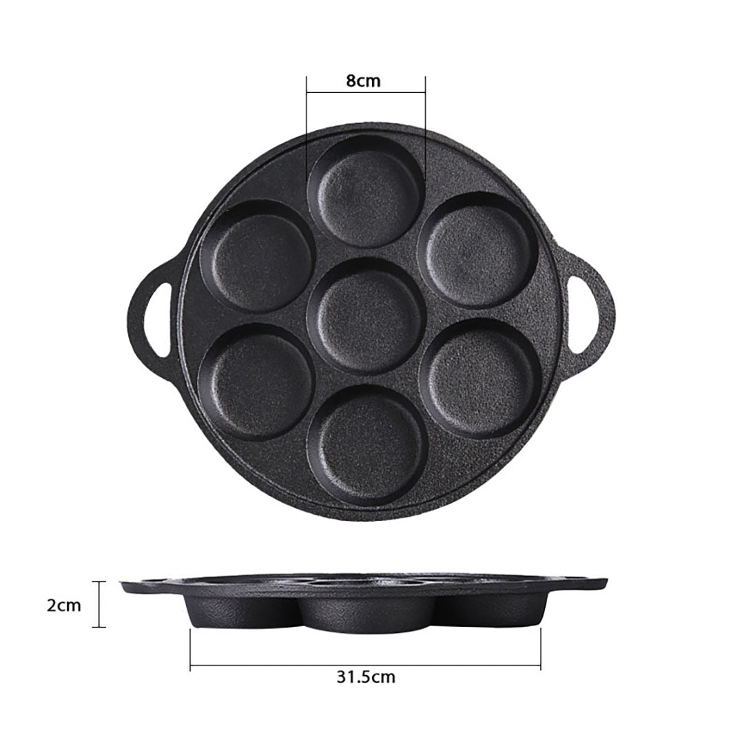 SOGA 2X 31.5cm Cast Iron Takoyaki Fry Pan Octopus Balls Maker 7 Hole Cavities Grill Mold - Cafe Supply