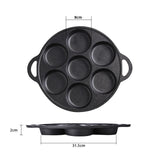 SOGA 2X 31.5cm Cast Iron Takoyaki Fry Pan Octopus Balls Maker 7 Hole Cavities Grill Mold - Cafe Supply