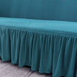 SOGA 4-Seater Blue Sofa Cover with Ruffled Skirt Couch Protector High Stretch Lounge Slipcover Home Decor - Cafe Supply