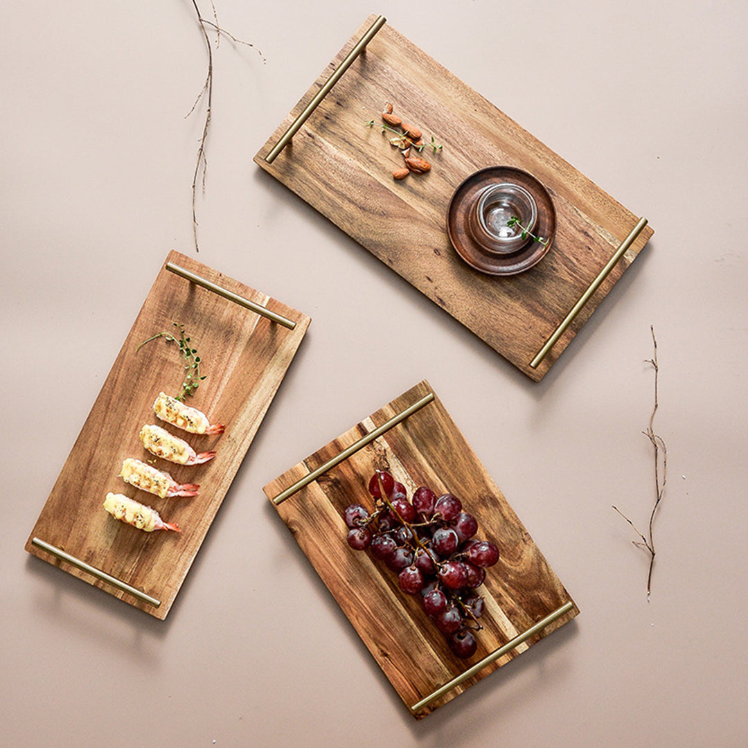 SOGA 2X 39cm Brown  Rectangle Wooden Acacia Food Serving Tray Charcuterie Board Home Decor - Cafe Supply