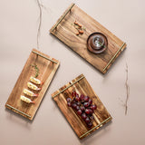 SOGA 2X 39cm Brown  Rectangle Wooden Acacia Food Serving Tray Charcuterie Board Home Decor - Cafe Supply