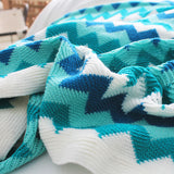 SOGA 2X 170cm Blue Zigzag Striped Throw Blanket Acrylic Wave Knitted Fringed Woven Cover Couch Bed Sofa Home Decor - Cafe Supply