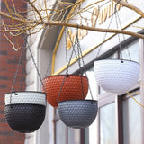 SOGA 2X White Small Hanging Resin Flower Pot Self Watering Basket Planter Outdoor Garden Decor - Cafe Supply