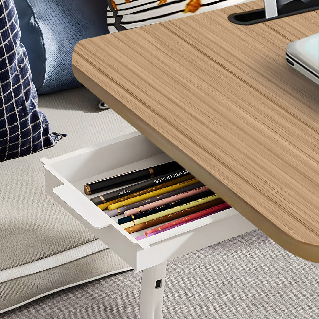 SOGA 2X Oak Portable Bed Table Adjustable Folding Mini Desk Stand With Cup-Holder Home Decor - Cafe Supply