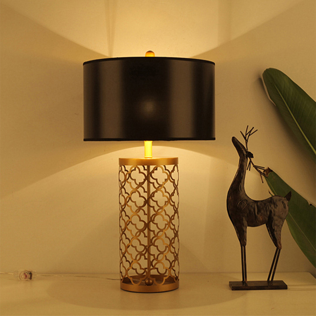SOGA Golden Hollowed Out Base Table Lamp with Dark Shade - Cafe Supply